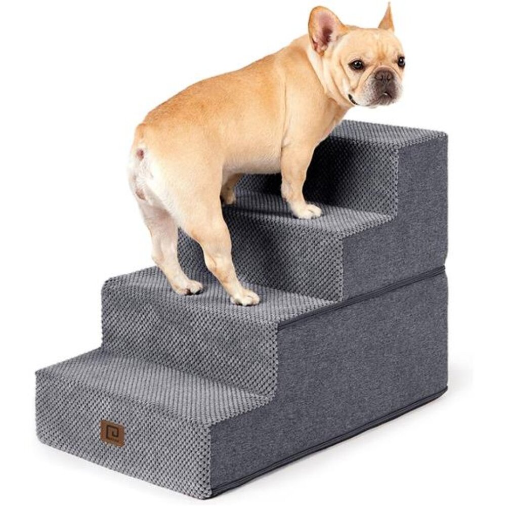 Dog Stairs for Bed 18”H, 4-Step Dog Steps for High Bed, Pet Steps for Small Dogs